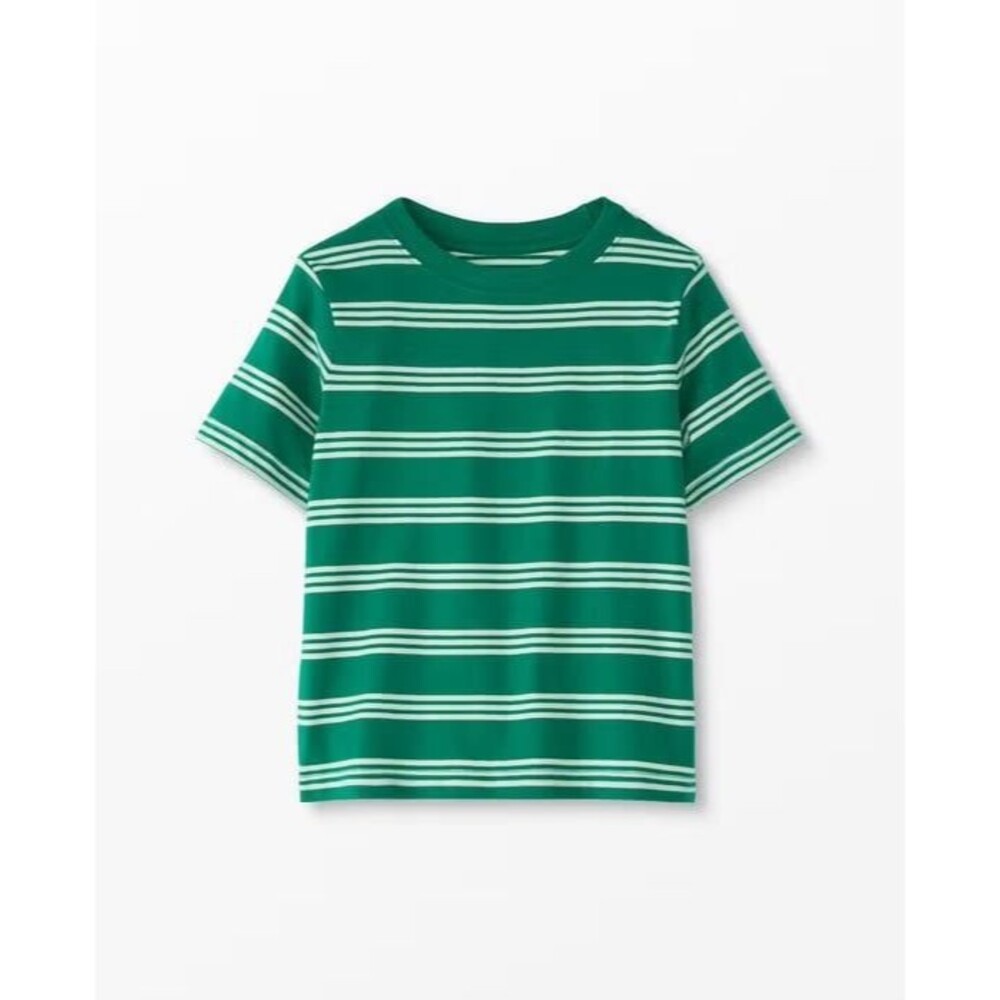 Hanna Andersson Striped Tee in Cotton Jersey, Ultra Green, Size 4T